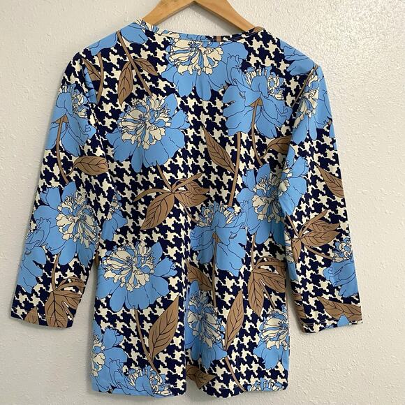 J. McLaughlin Catalina Cloth Floral Top Women's Size Medium Preppy Work Artsy - Picture 2 of 8